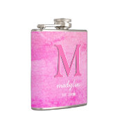 Flasques Cuir synthétique rose girly Monogramme Nom (Droite)