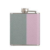 Flasques Cuir Vert Rose Élégant Monogramme (Dos)