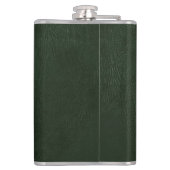 Flasques Cuir Vert, Texture Cuir, Votre Nom (Dos)