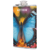 Flasques Custom Blue Morpho Butterfly Floral Botanical  (Gauche)