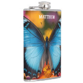 Flasques Custom Blue Morpho Butterfly Floral Botanical  (Droite)