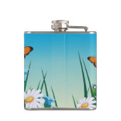 Flasques Cute Black Kitten et Daisies Art Personnalisé (Dos)