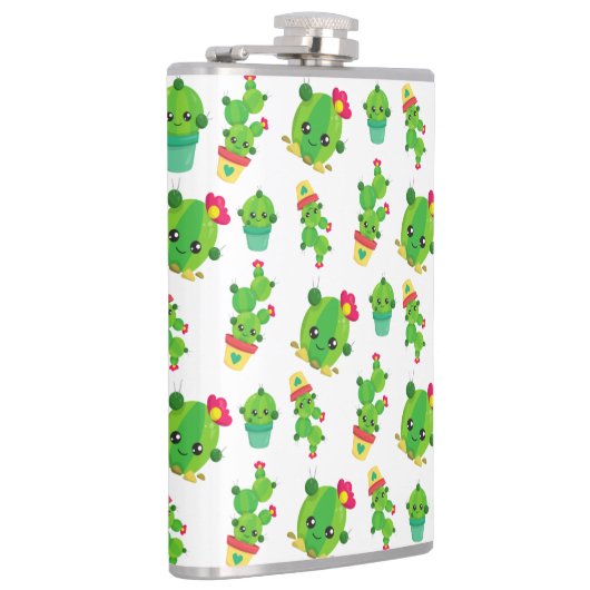 Flasques Cute Cactus, Green Cactus, Motif Cactus (Droite)