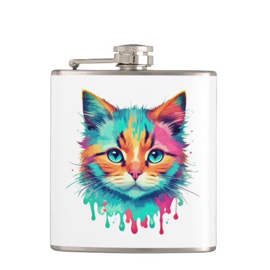 Flasques Cute Cat Face Multicolore Design-89059 (Devant)