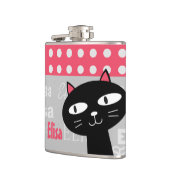 Flasques Cute Chat Noir Pois Rose Ajouter Votre Nom (Gauche)