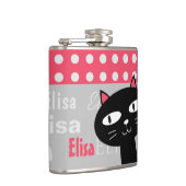 Flasques Cute Chat Noir Pois Rose Ajouter Votre Nom (Droite)