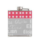Flasques Cute Chat Noir Pois Rose Ajouter Votre Nom (Dos)