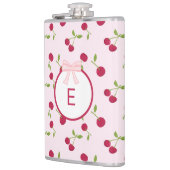 Flasques Cute Cherry Coquette Pink Custom Monogram (Gauche)
