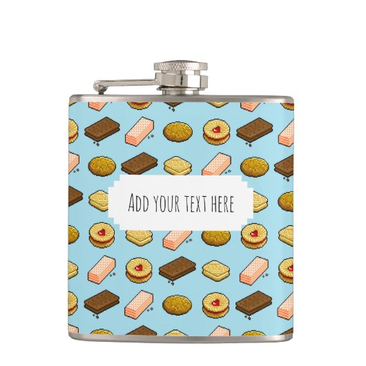 Flasques Cute Cookies Add Your Own Text Pixel Art Pattern (Devant)