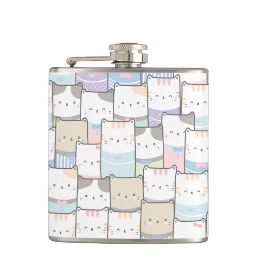 Flasques Cute Doodle Kitten Visages Motif (Devant)