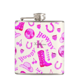 Flasques Cute Girl Rose Disco Nom de la fille Monogramme
