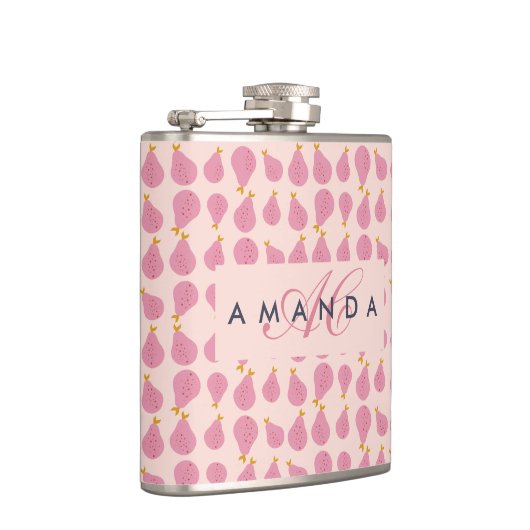 Flasques Cute Girly Feminine Pear Monogramme Cadeaux Initia (Droite)