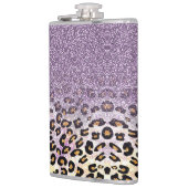 Flasques Cute girly trendy purple faux glitter leopard  (Gauche)