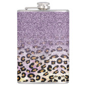 Flasques Cute girly trendy purple faux glitter leopard  (Devant)