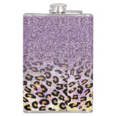 Flasques Cute girly trendy purple faux glitter leopard  (Dos)