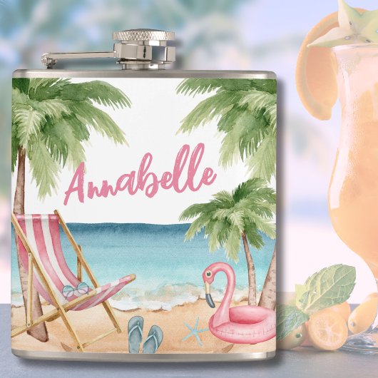Flasques Cute Girly Tropical Nom de plage