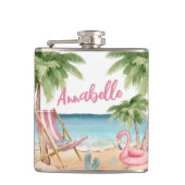 Flasques Cute Girly Tropical Nom de plage (Devant)