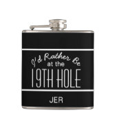 Flasques Cute Golfer 19th Trou Monogrammed Initiales Noir (Devant)