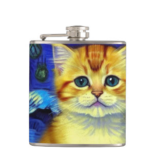 Flasques Cute Kitten Starry Night Van Gogh