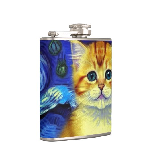 Flasques Cute Kitten Starry Night Van Gogh (Droite)