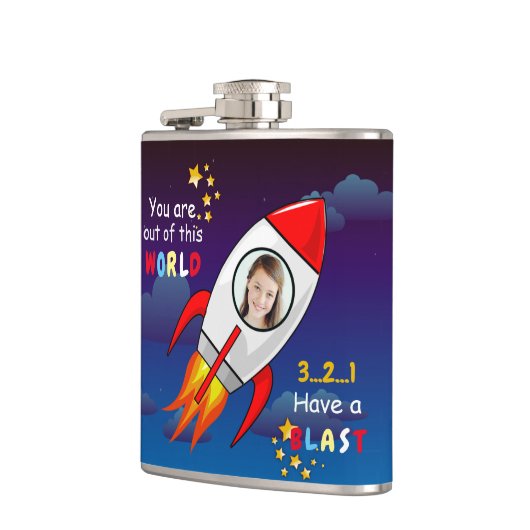 Flasques Cute Outer Space Rocket Ship Blast Off Birthday (Gauche)