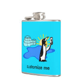 Flasques Cute Penguin Selfie Humour Cool bleu personnalisé (Gauche)