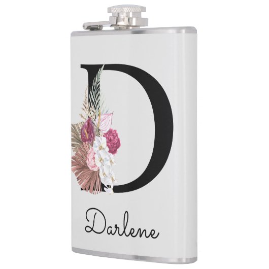 Flasques D initiale Brodé Rose Boho Floral (Gauche)