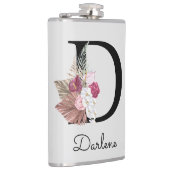 Flasques D initiale brodée rose boho floral (Droite)