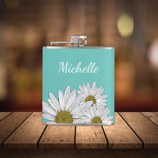 Flasques Daisies modernes Turquoise vert botanique tendance