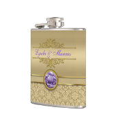 Flasques Damassé métallique brillante d'or de pierre gemme (Gauche)