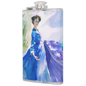 Flasques Dame en Robe Bleue - Peinture aquarelle (Gauche)