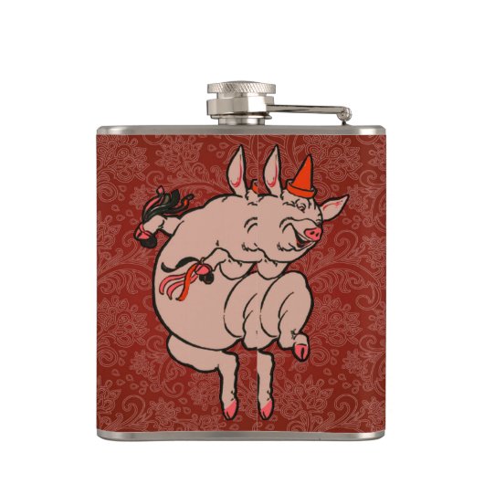 Flasques Dancing Pig Antique Cute Danseuse (Dos)