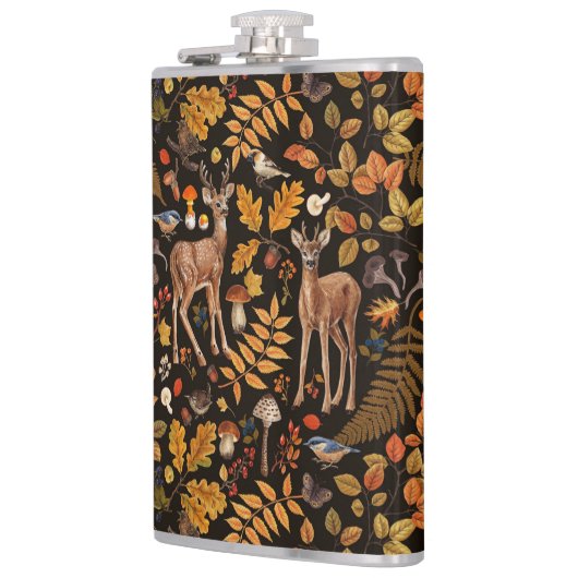 Flasques Dans les bois / Cerf d'automne sur noir (Gauche)