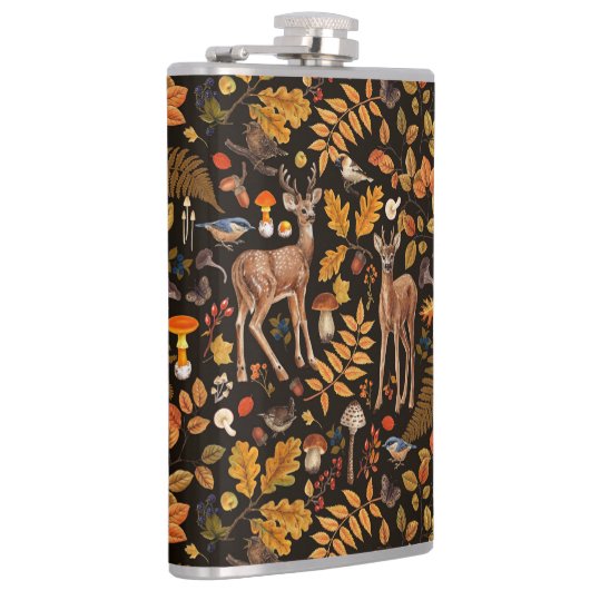 Flasques Dans les bois / Cerf d'automne sur noir (Droite)