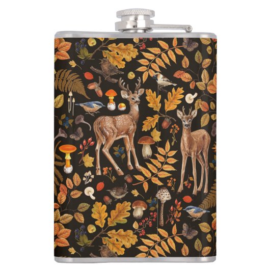 Flasques Dans les bois / Cerf d'automne sur noir (Dos)