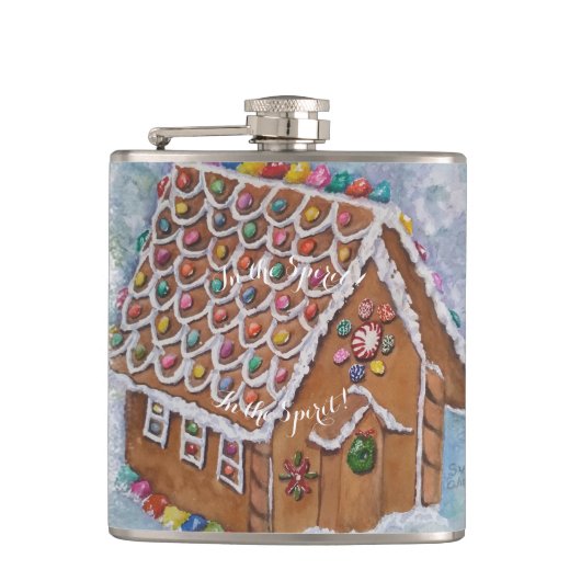 FLASQUES DANS L'ESPRIT NOËL GINGERBREAD CANDY HOUSE (Devant)