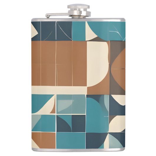Flasques Dark Blue, Teal, Brown, and Tan Geometric Pattern (Devant)