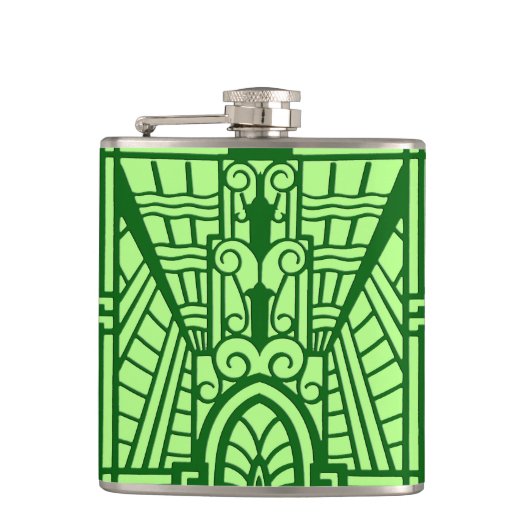 Flasques Déco Motif Architectural, Jade Vert Lumière (Devant)
