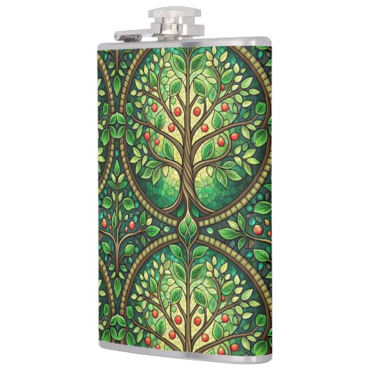 Flasques Decorative flask featuring a vibrant tree design (Gauche)