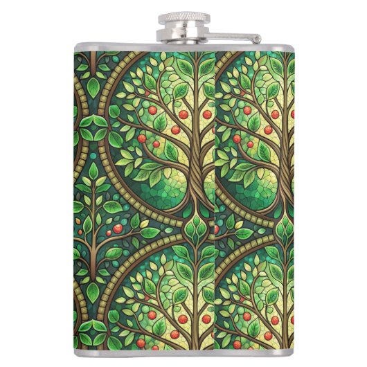 Flasques Decorative flask featuring a vibrant tree design  (Dos)