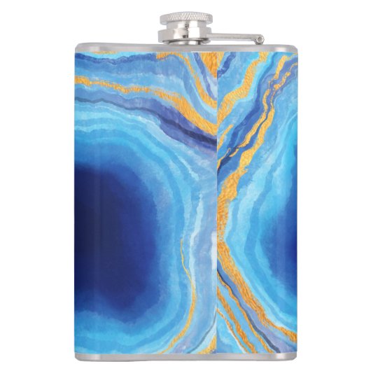 Flasques Deep Indigo Agate Marbre Nom Abstrait Monogram Co (Dos)