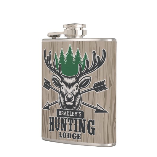 Flasques Deer Elk Hunter AJOUTER NOM Bow Hunter Lodge Cabin (Gauche)