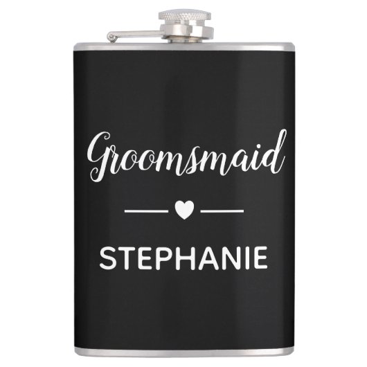 Flasques Demoiselle d'honneur Blanc sur Noir Mariage Person (Devant)