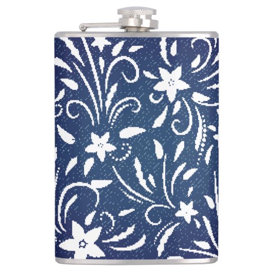 Flasques Denim Blooms : Floral Pattern Arrière - plan (Devant)