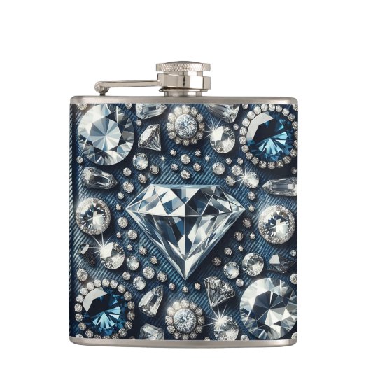 Flasques Denim & Diamonds Bling Bijoux Glamour Pierres Préc (Devant)