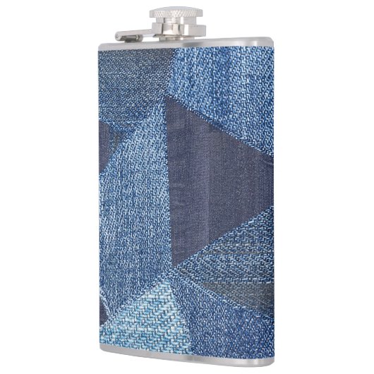 Flasques Denim Urban : Patchwork à rayures détendues. (Gauche)