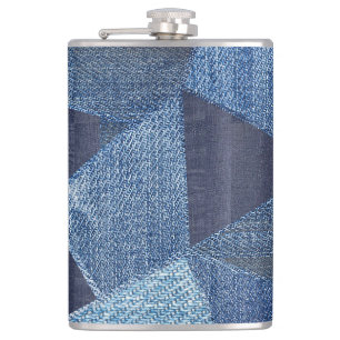 Flasques Denim Urban : Patchwork à rayures détendues.