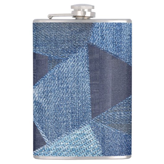 Flasques Denim Urban : Patchwork à rayures détendues. (Devant)