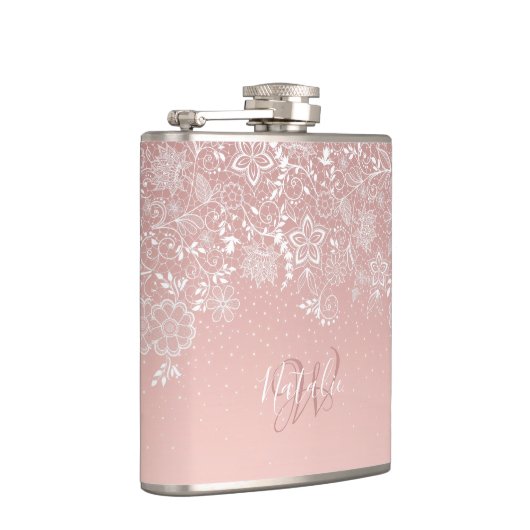 Flasques Dentelle blanche élégante florale et conception de (Droite)