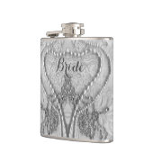 Flasques Dentelle blanche ivoire et fiole de mariée Purls (Gauche)